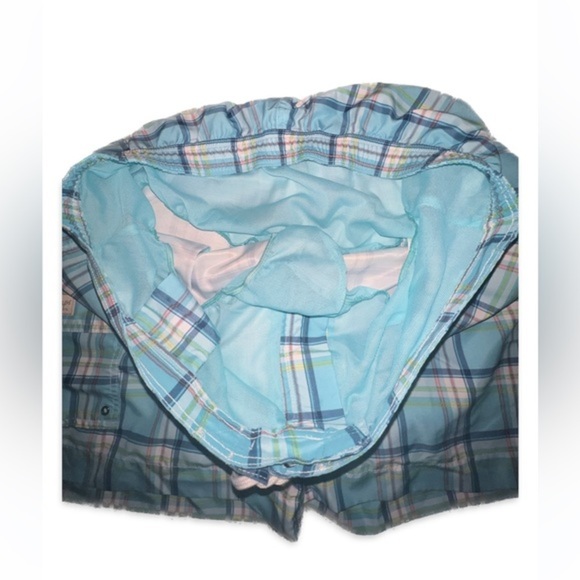 Chaps Red‎ & Blue Plaid Brief Lined Swim Trunks Boardshorts Men's H10 - Picture 2 of 4